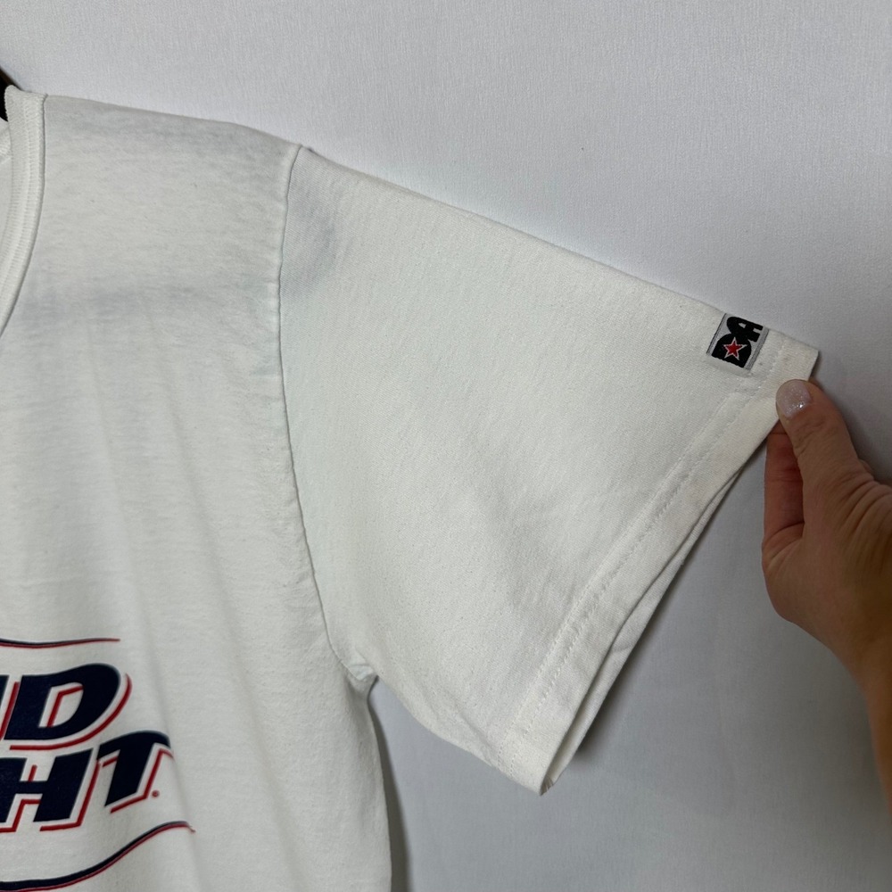 VTG Don Alleson Athletic Bud Light short sleeve Henley t shirt L White - Picture 5 of 12